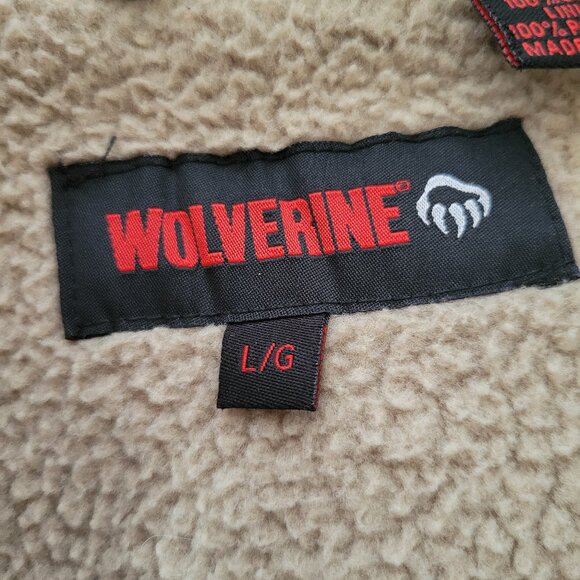 Wolverine 100% Cotton Canvas Sherpa Lined Work Full Zip Vest, Men’s L, Brown, Pl - Picture 3 of 10